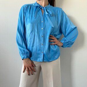 Brand New Zara Blue Shift With Bow Detail Size S